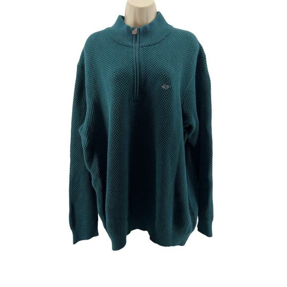 Vineyards Vines Deep Juniper Waffle Knit 1/4 Zip Sweater Jumper XL - Picture 1 of 5